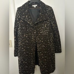 Leopard print wool blend coat. NWOT
